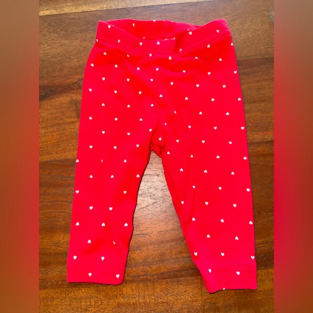 Carter's Vibrant Red Leggings with White Hearts